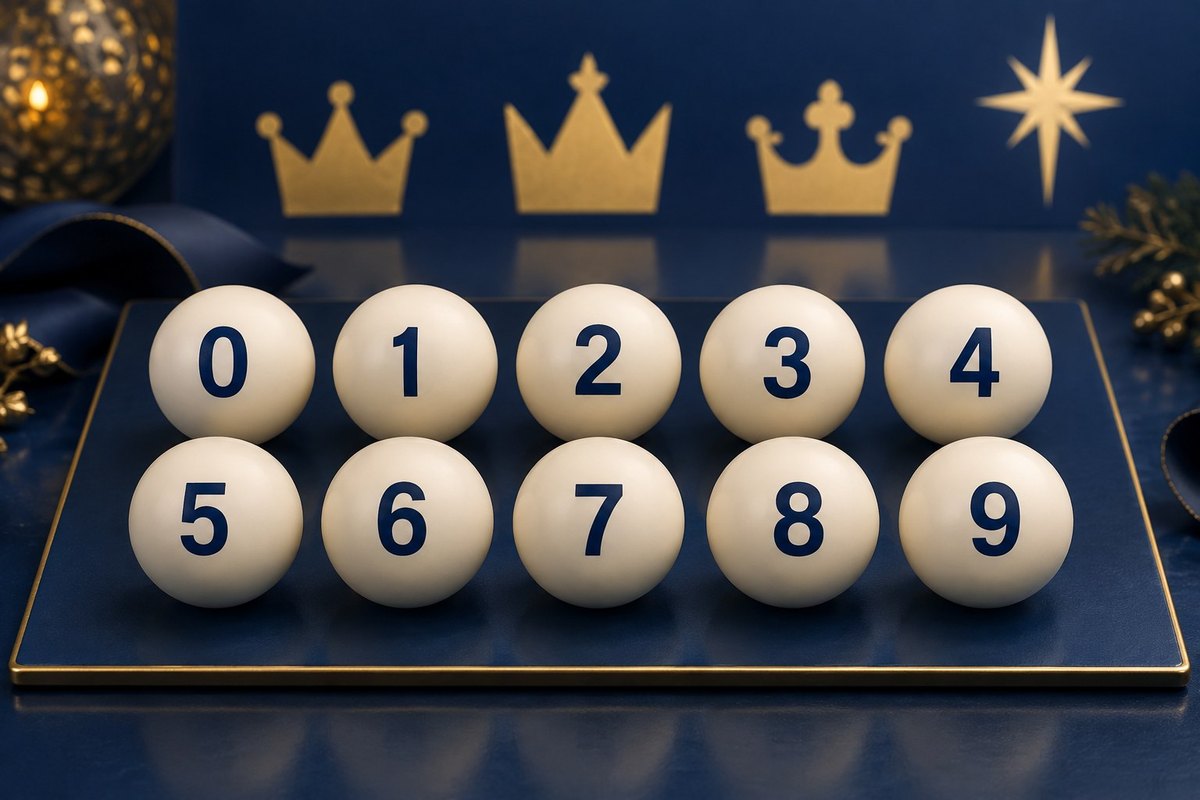 Las diez bolas del 0 al 9 del bombo de las terminaciones del Sorteo del Ni&ntilde;o